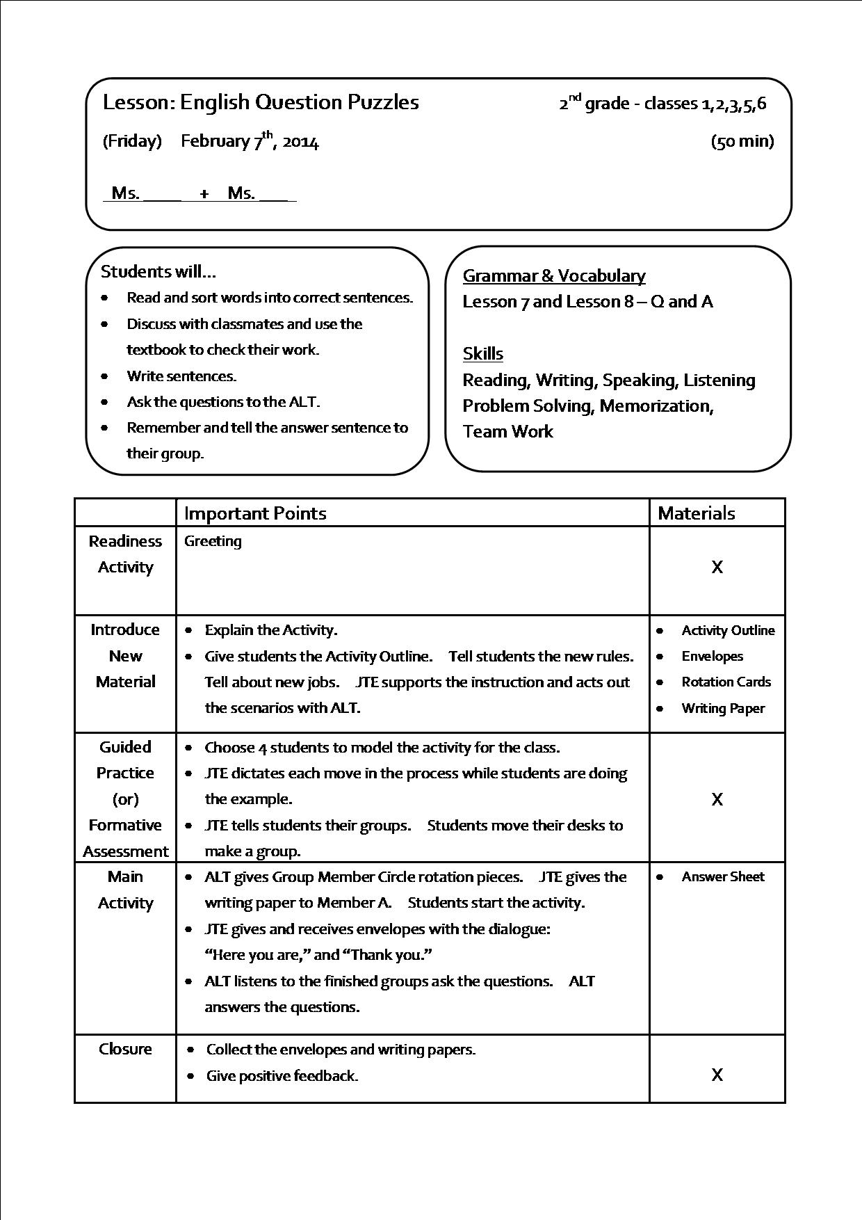 detailed lesson plan in essay writing